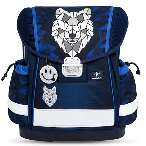 School Backpack Wolf Mosaic Grey - BELMIL