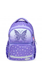 School Backpack Purple Dots Butterfly - BELMIL