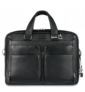 Slim Portfolio Computer Briefcase Black - PIQUADRO