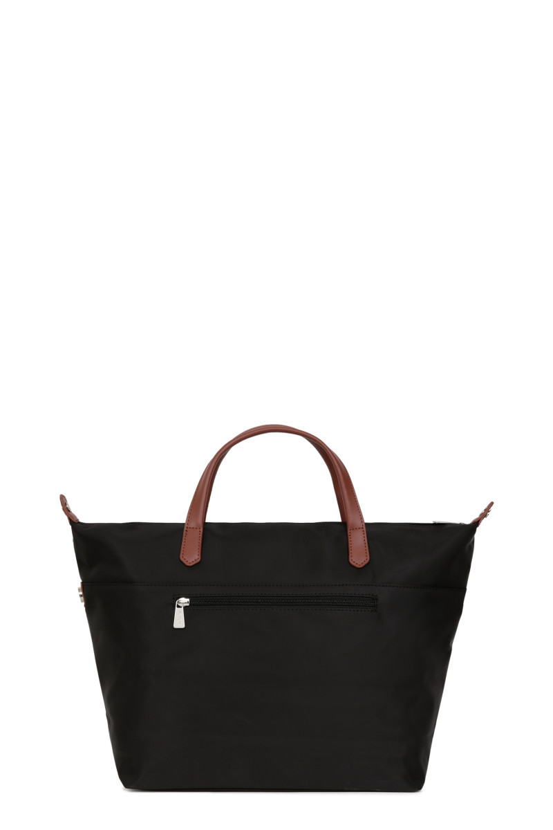 SacVoyage Top Handle Black Brown HEXAGONA