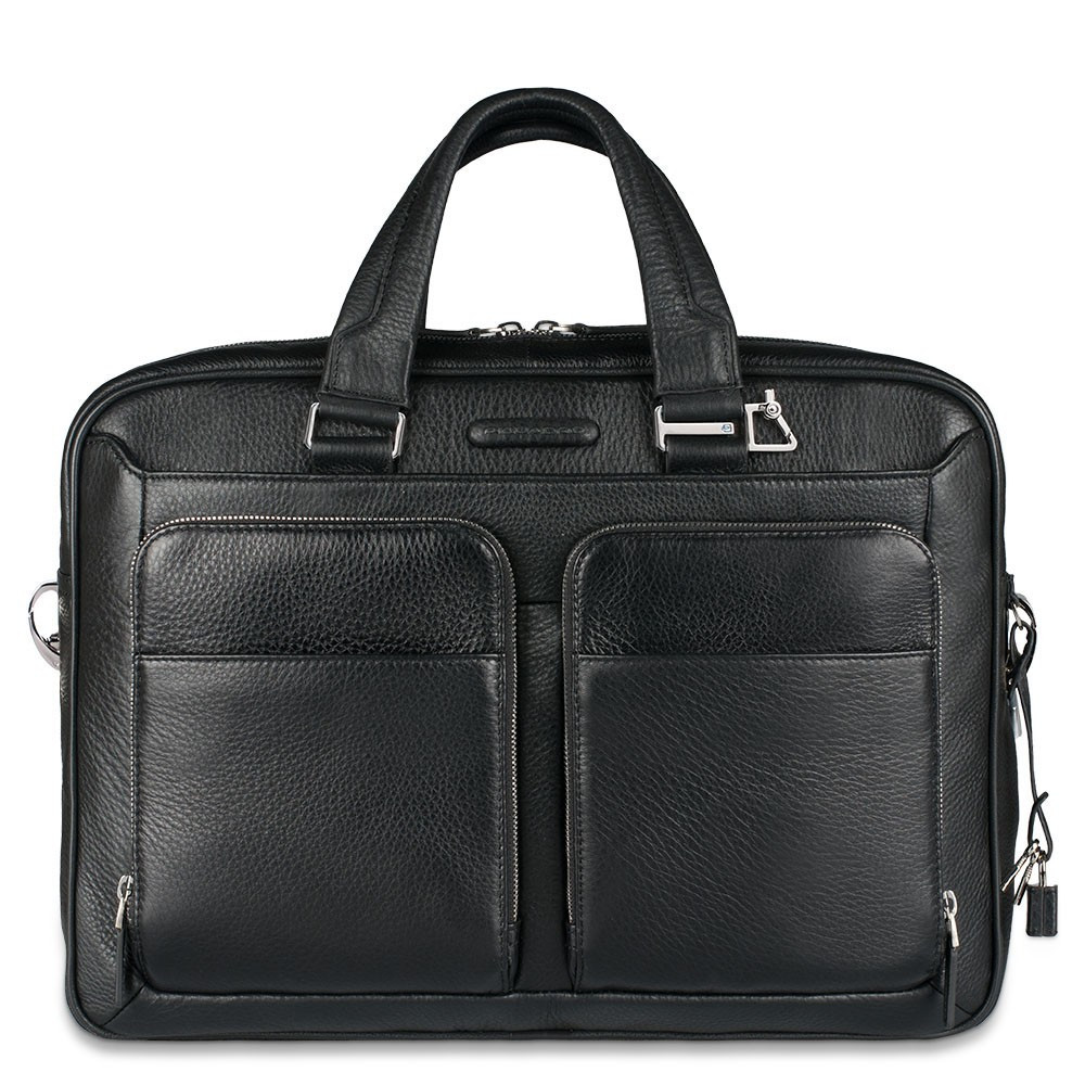 Slim Portfolio Computer Briefcase Black - PIQUADRO