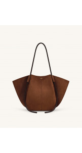 Nala Faux Suede Wide Tote Deep Brown - JW PEI