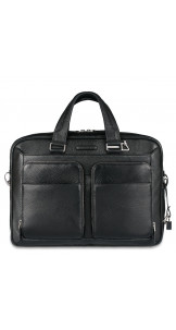 Slim Portfolio Computer Briefcase Black - PIQUADRO